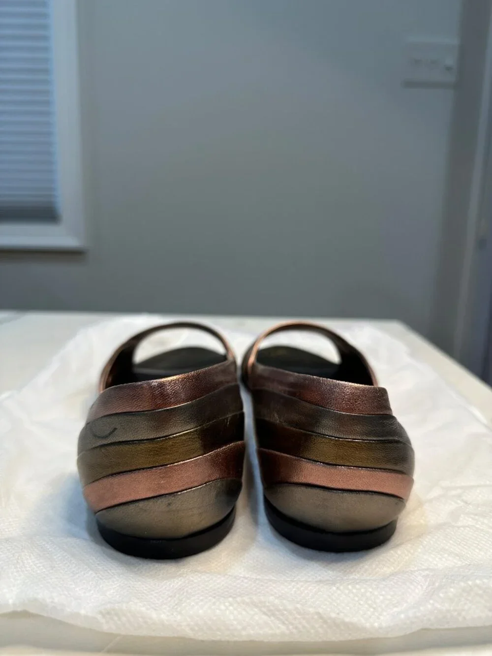 Miu Miu Metallic Multi-Tone Leather D'Orsay Open Toe Flats 37.5 / 7.5